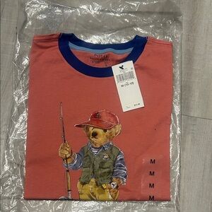 Polo by Ralph Lauren Kids Bear Graphic T-Shirt - Coral and Blue